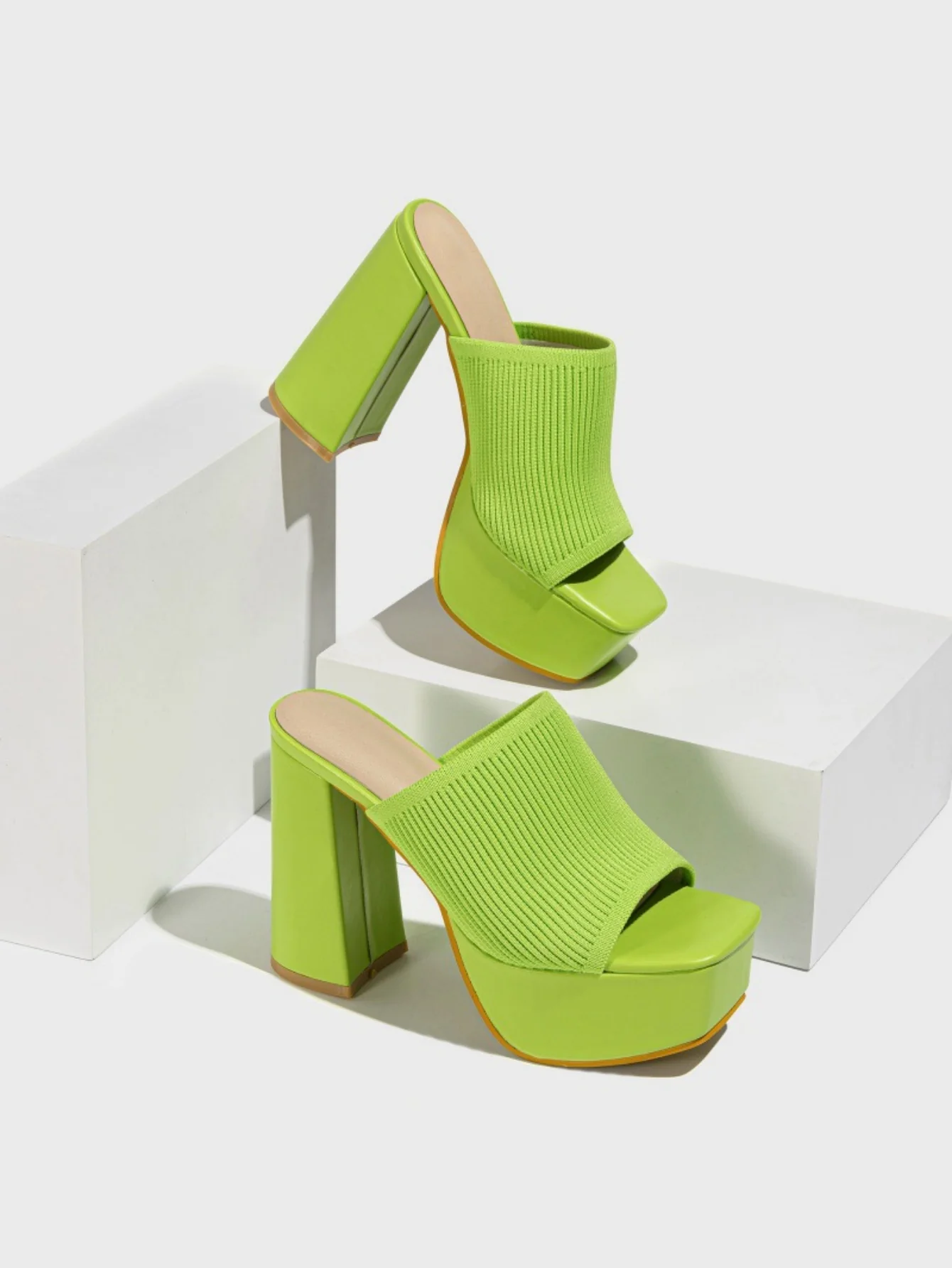 Flyknit Fashion Chunky Heel Waterproof Platform Outdoor Street Sandals - Image 28
