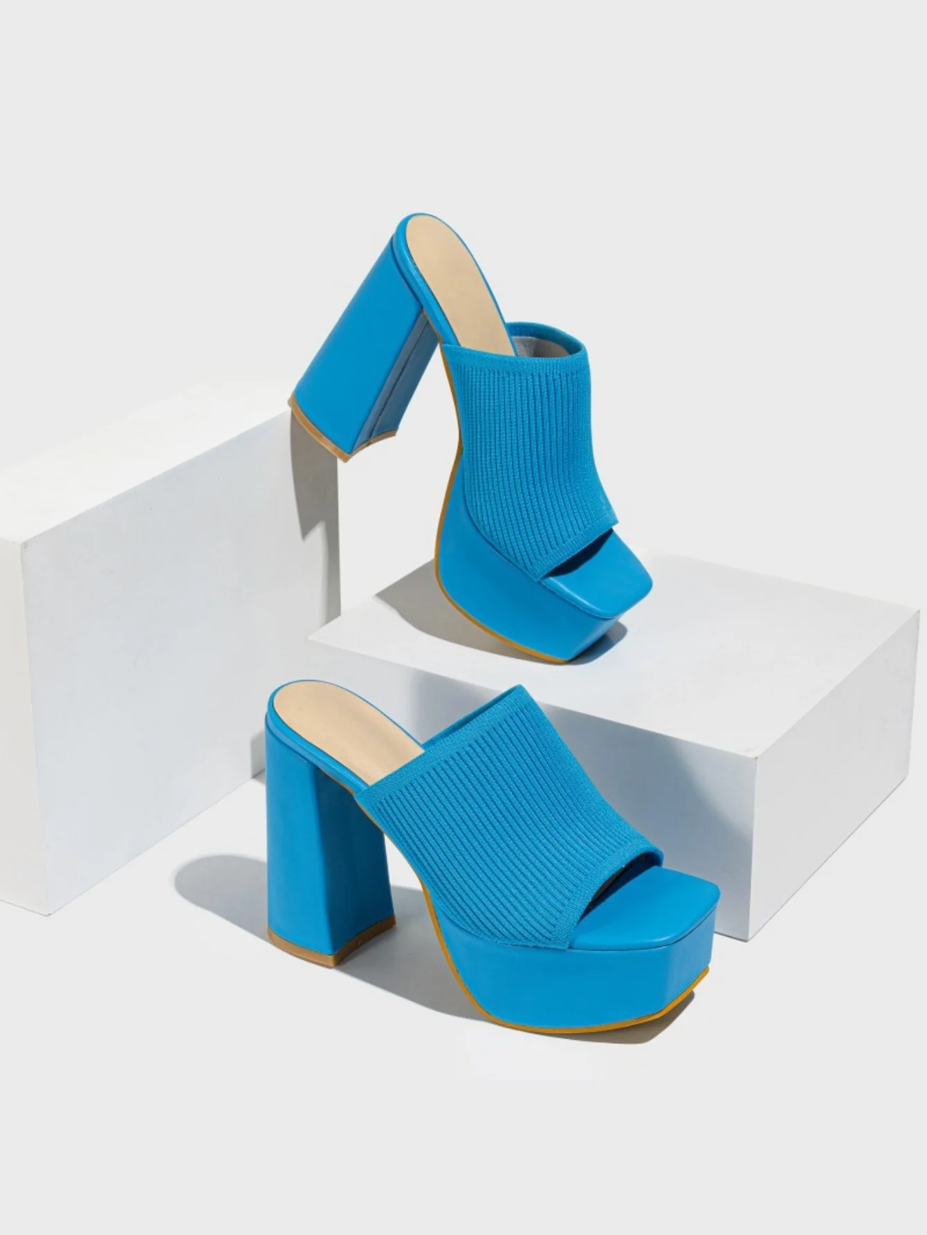 Flyknit Fashion Chunky Heel Waterproof Platform Outdoor Street Sandals - Image 34