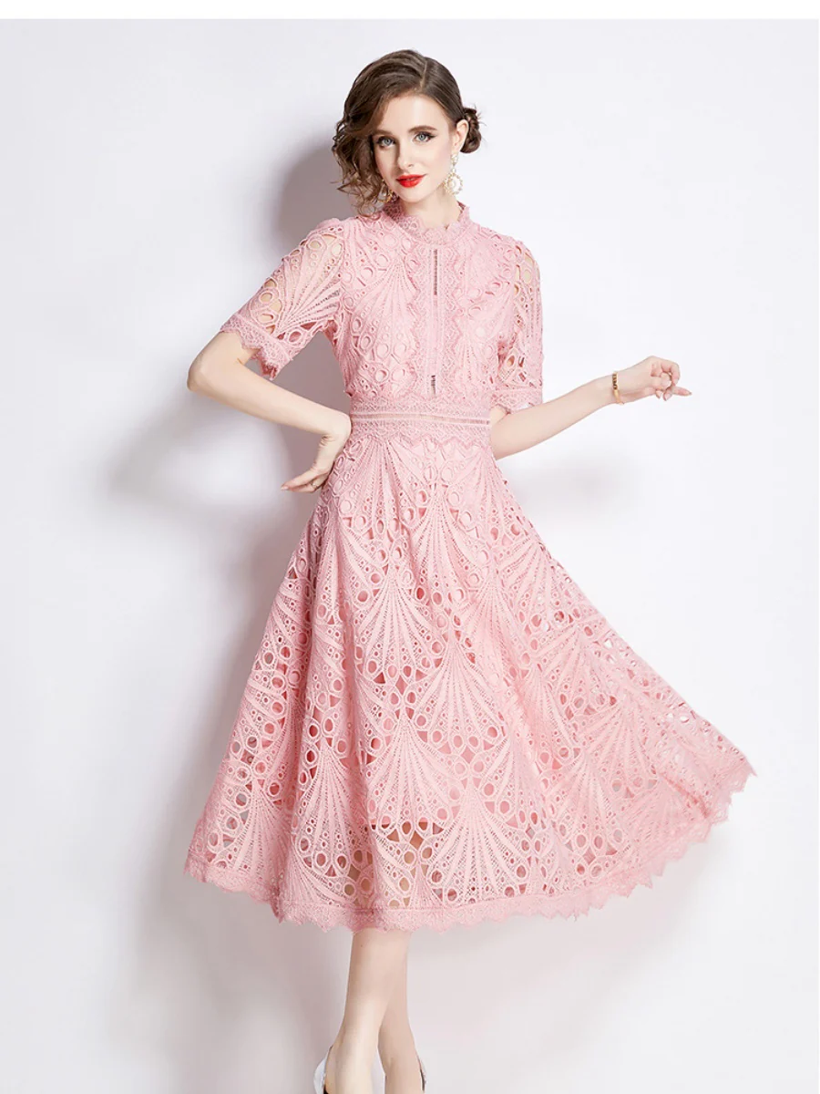 Crocheted Embroidered Lace Midi Dress - Image 10
