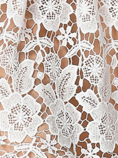 Hollow-out Water-soluble Lace Midi Dress - Image 12