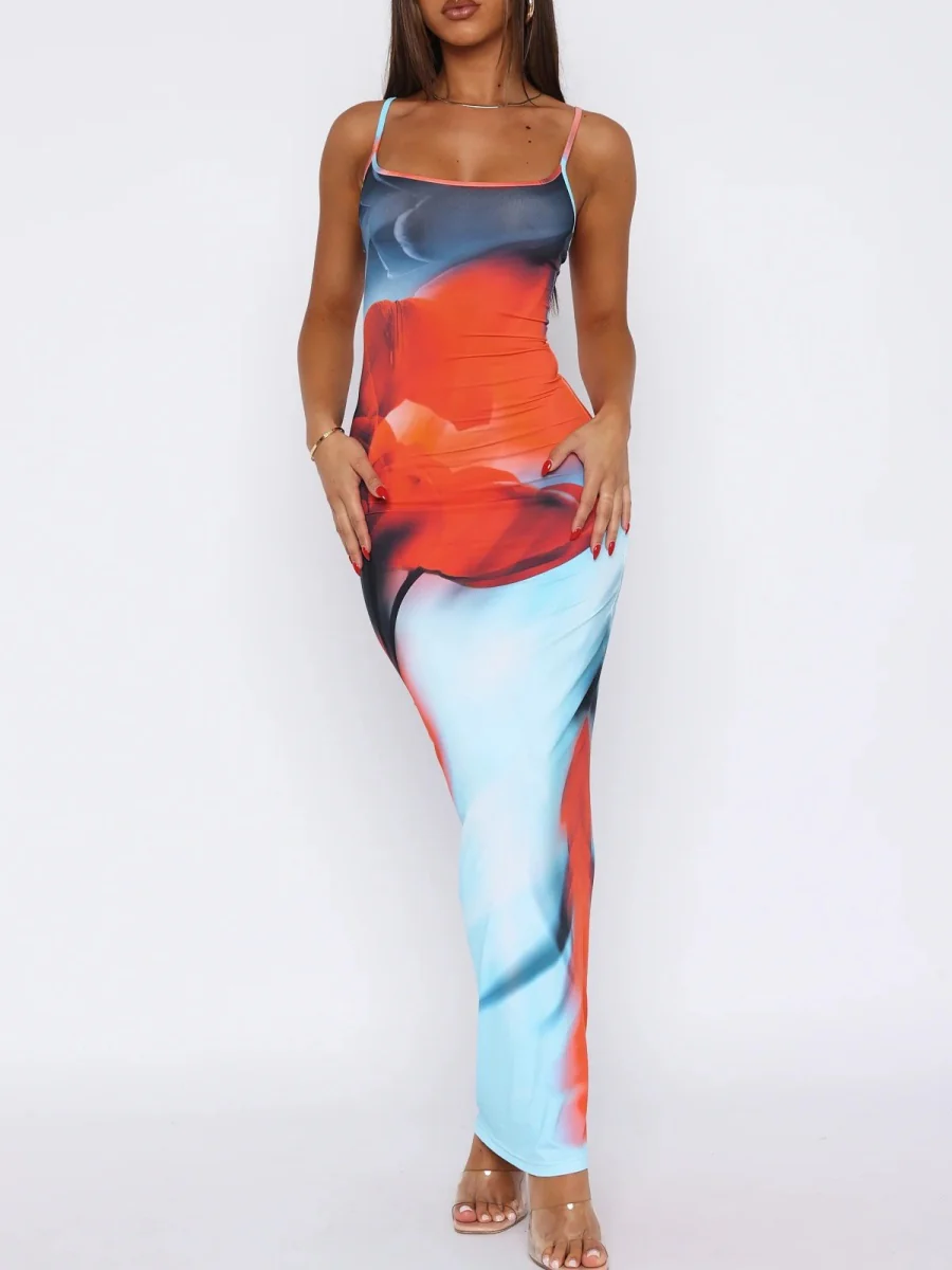 Liber Spring Women's Backless Abstract Maxi Dresses - Image 12