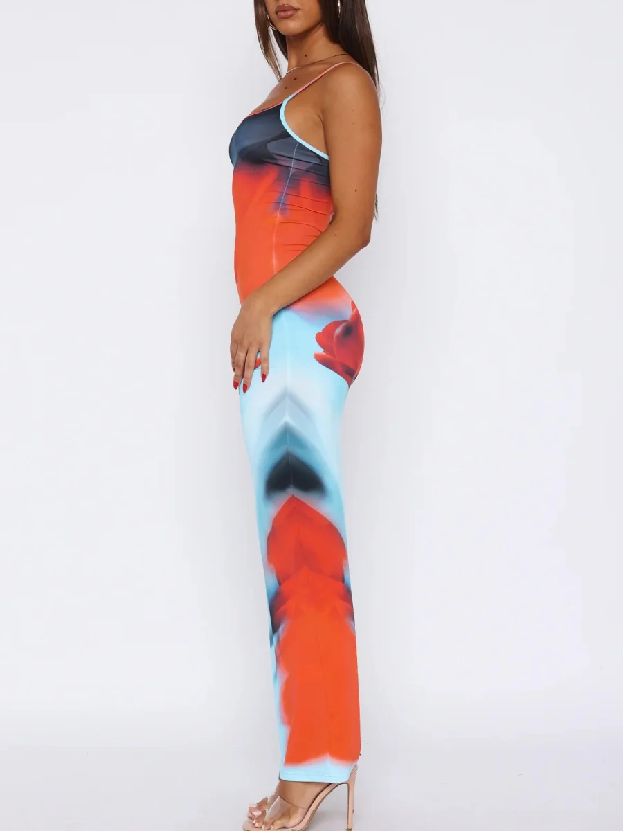 Liber Spring Women's Backless Abstract Maxi Dresses - Image 13