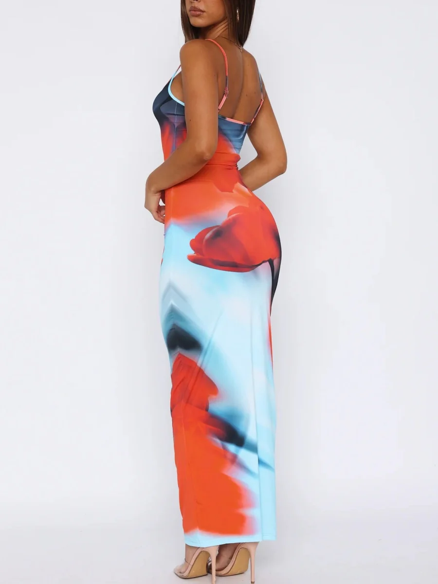 Liber Spring Women's Backless Abstract Maxi Dresses - Image 14