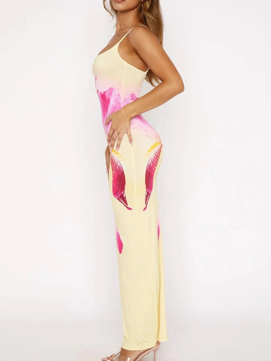 Liber Spring Women's Backless Abstract Maxi Dresses - Image 3
