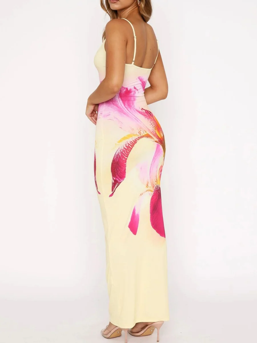 Liber Spring Women's Backless Abstract Maxi Dresses - Image 4