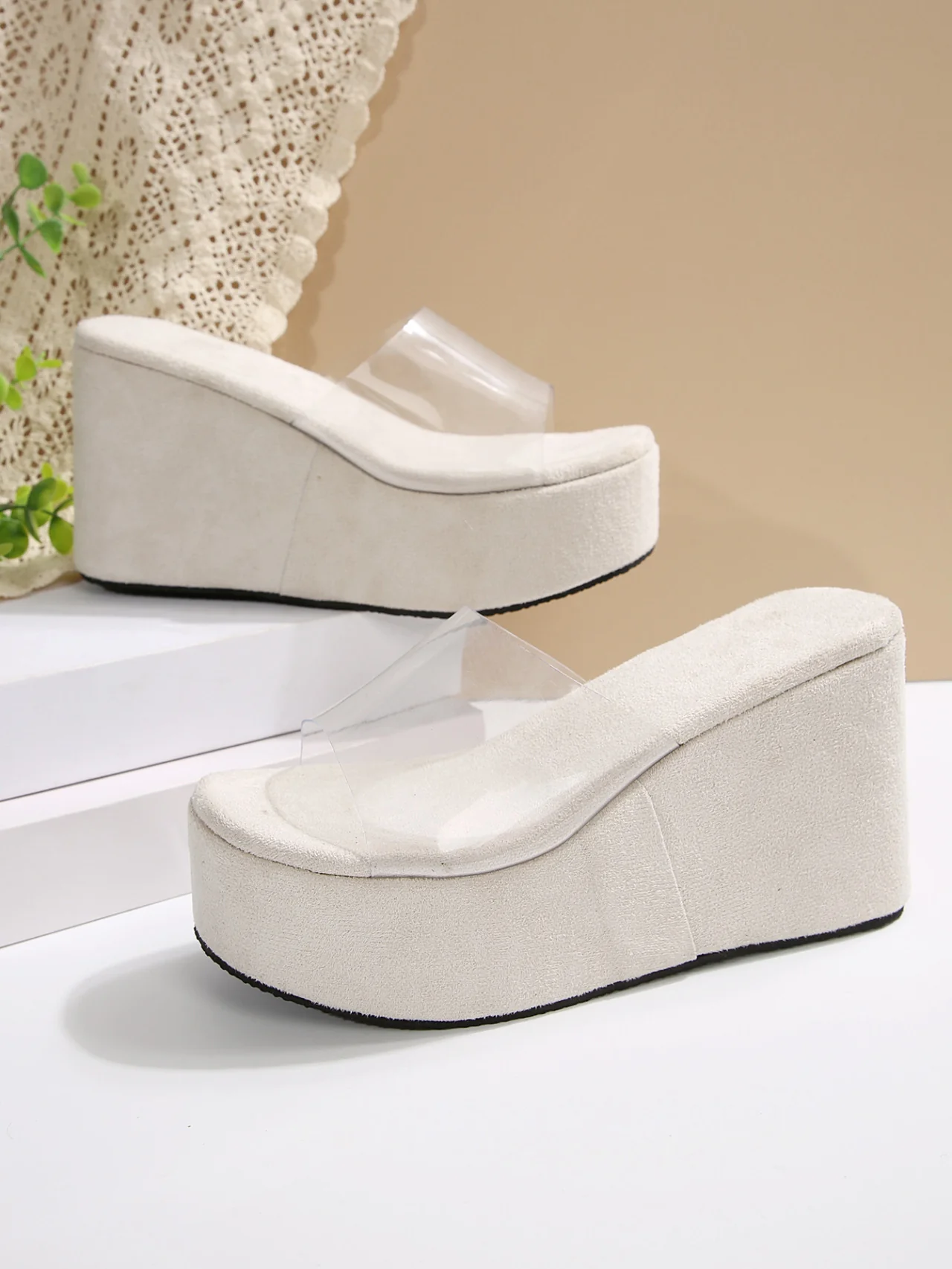 Transparent PVC Wedge Platform Sandals - Image 13