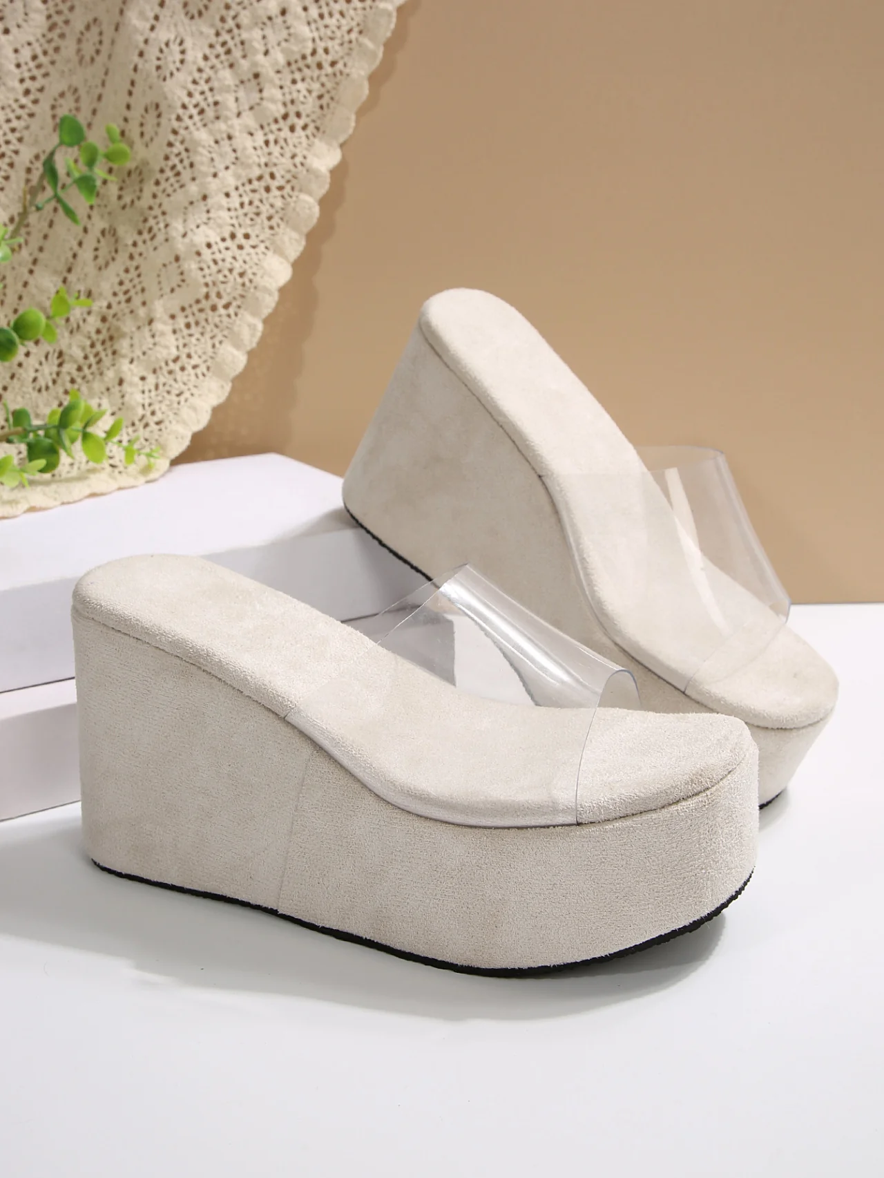 Transparent PVC Wedge Platform Sandals - Image 14