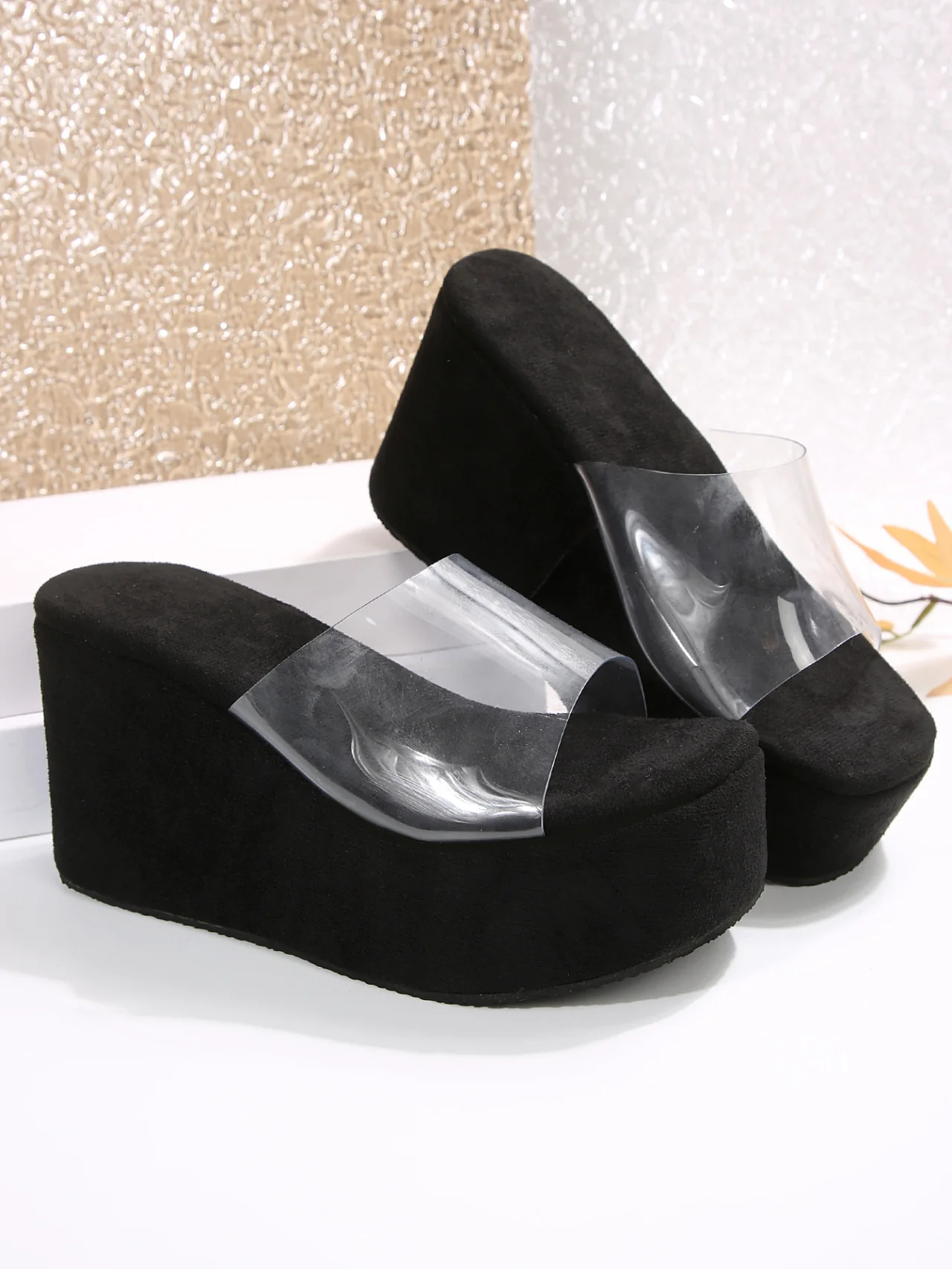 Transparent PVC Wedge Platform Sandals - Image 7