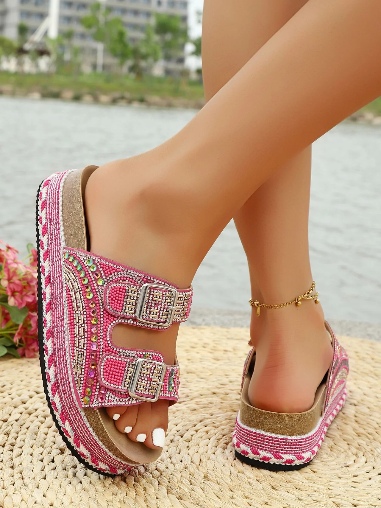 Colorful Rhinestone Platform Sandals - Image 21