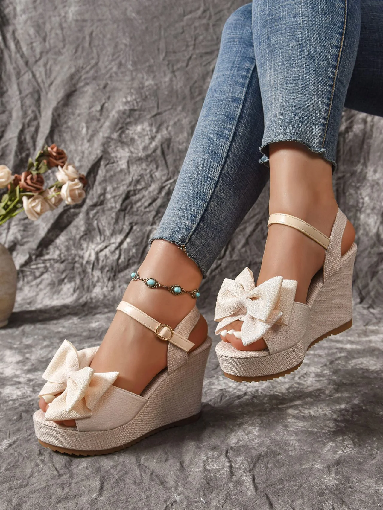 Bow Wedge Sandals - Image 8