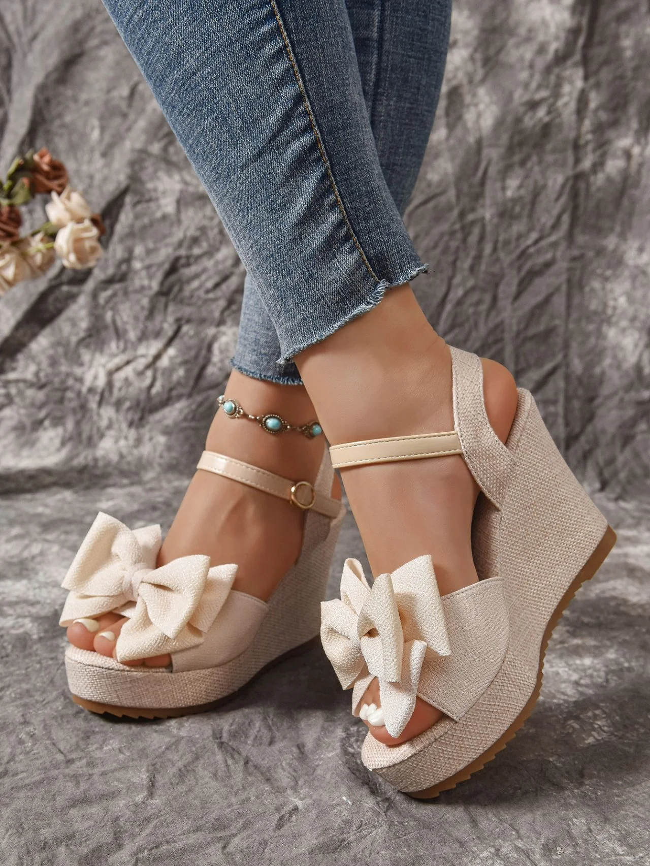 Bow Wedge Sandals - Image 9