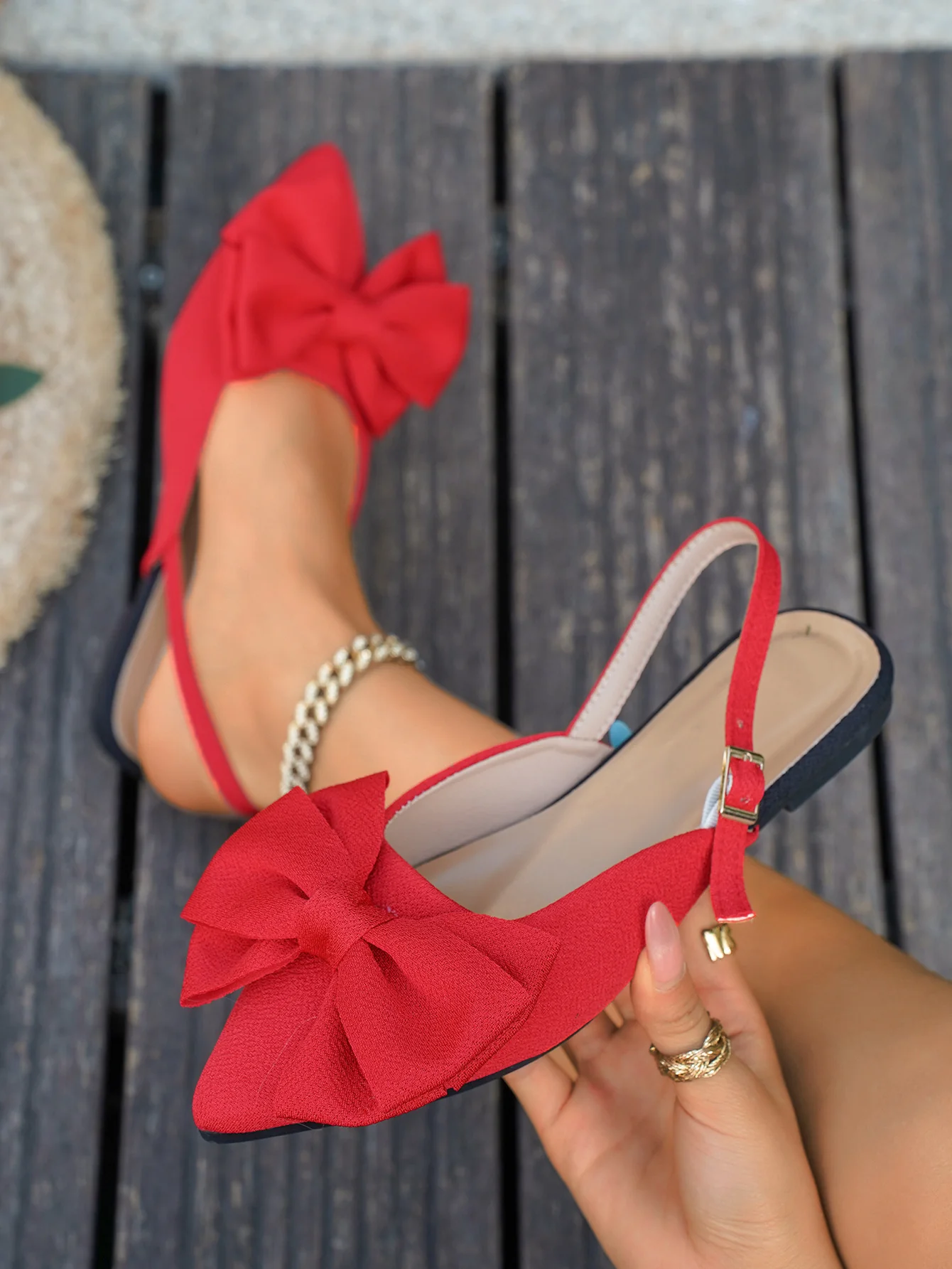 Bow-tie Open-back Flat Shoes - Image 11