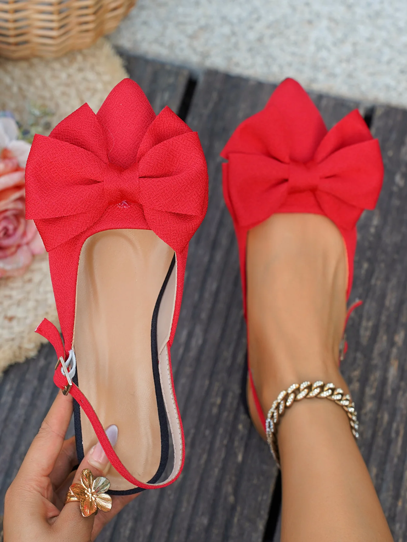 Bow-tie Open-back Flat Shoes - Image 12