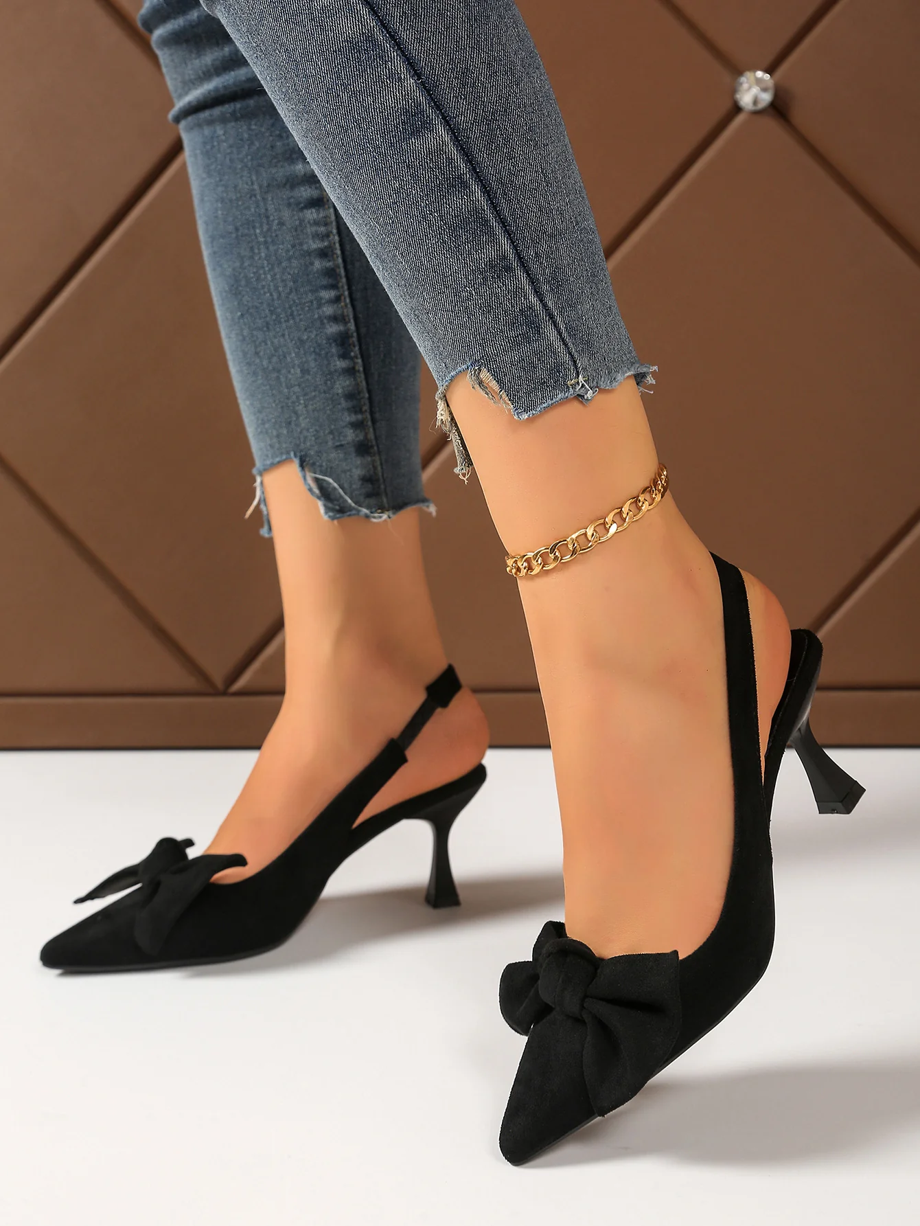 Bow-tie Open-back High Heels - Image 10