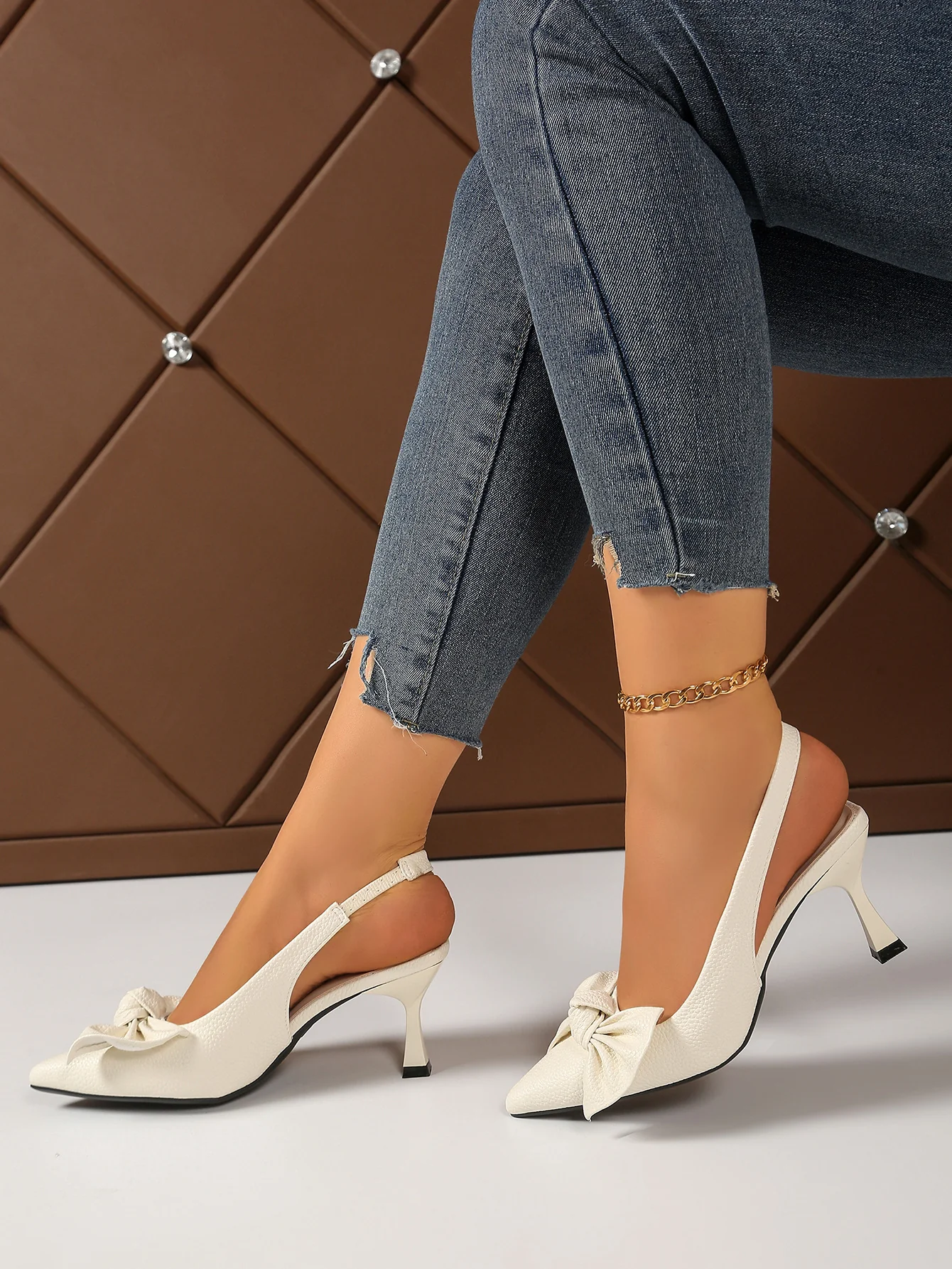 Bow-tie Open-back High Heels - Image 3