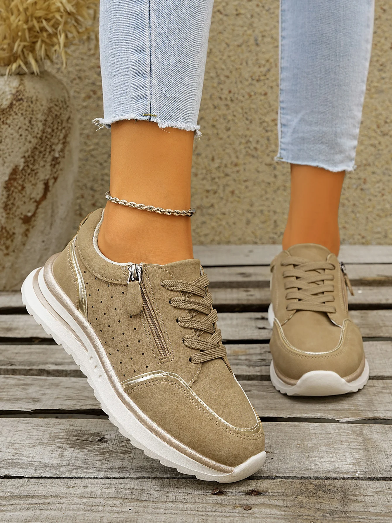 Side Zipper Breathable Athletic Shoes - Image 11