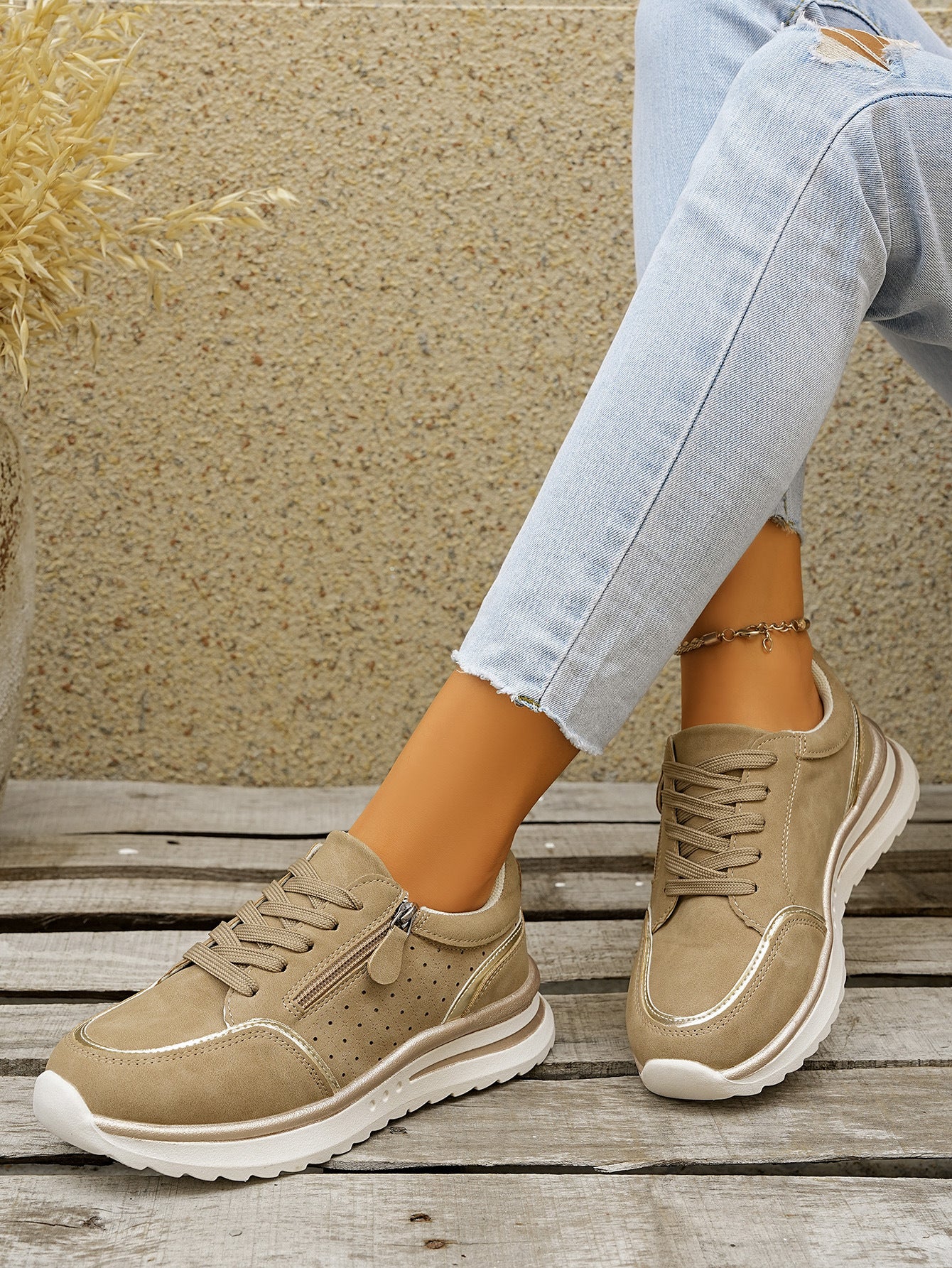 Side Zipper Breathable Athletic Shoes - Image 12