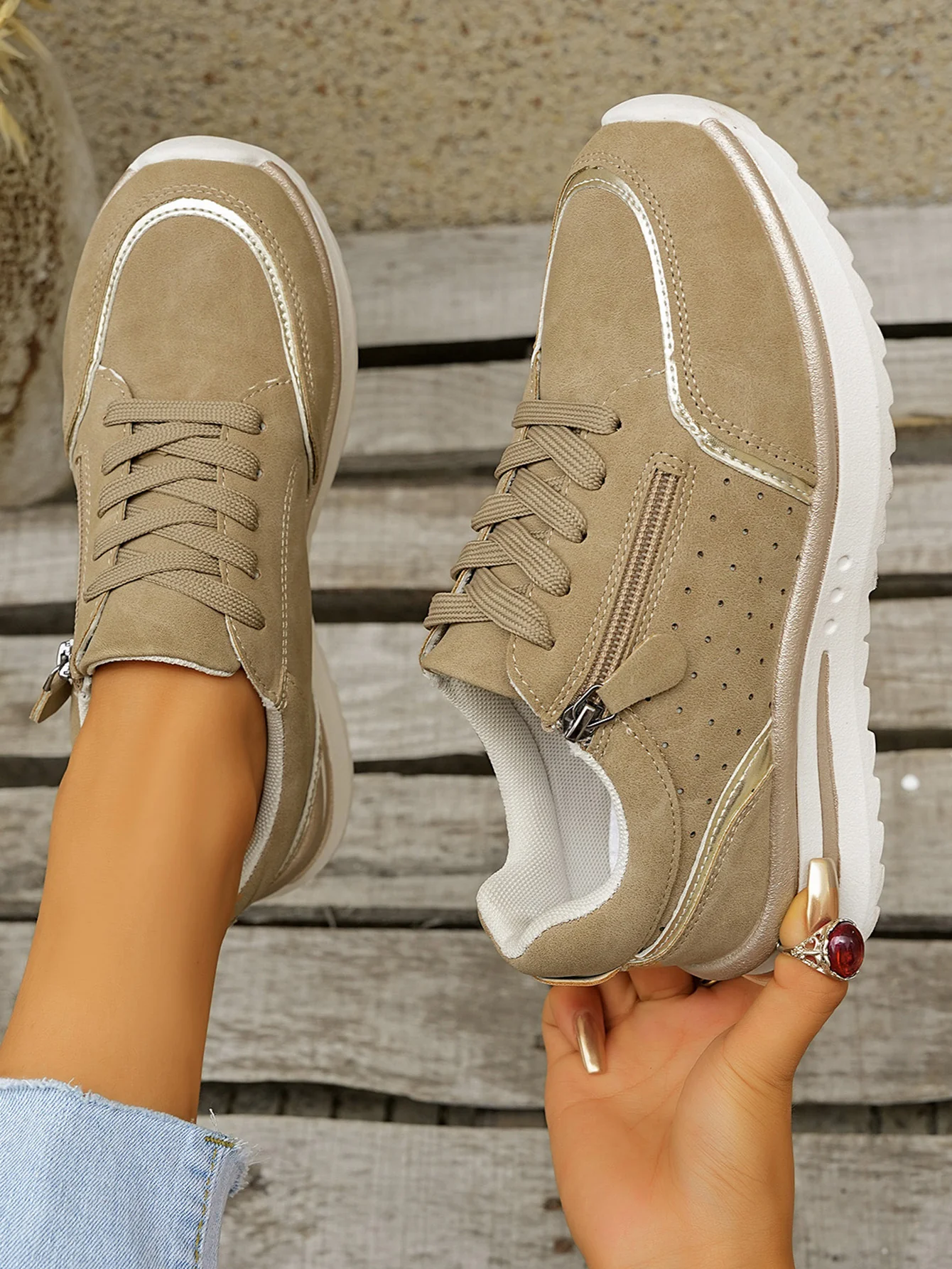 Side Zipper Breathable Athletic Shoes - Image 13