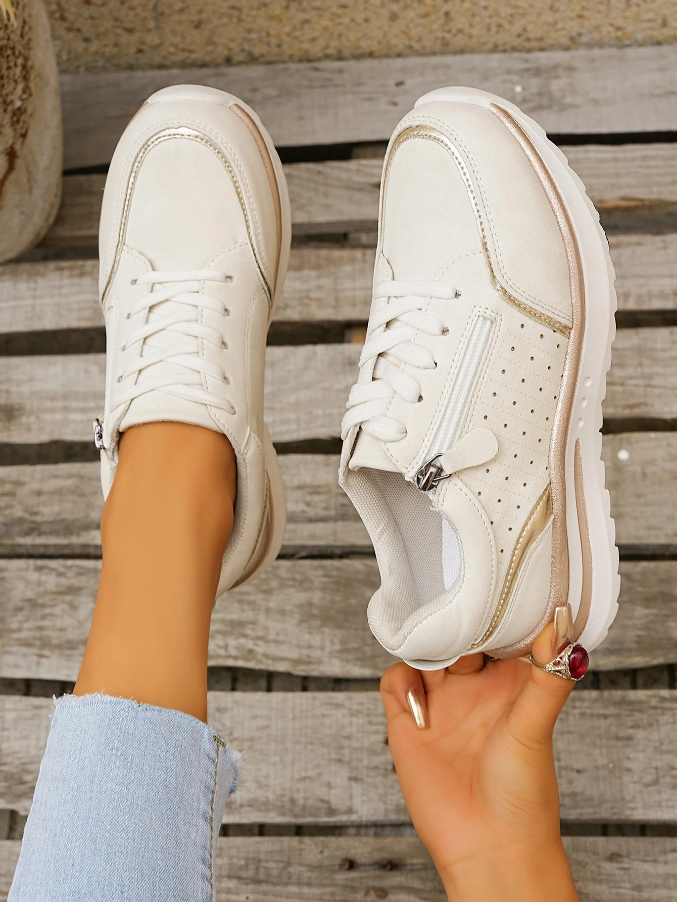 Side Zipper Breathable Athletic Shoes - Image 2