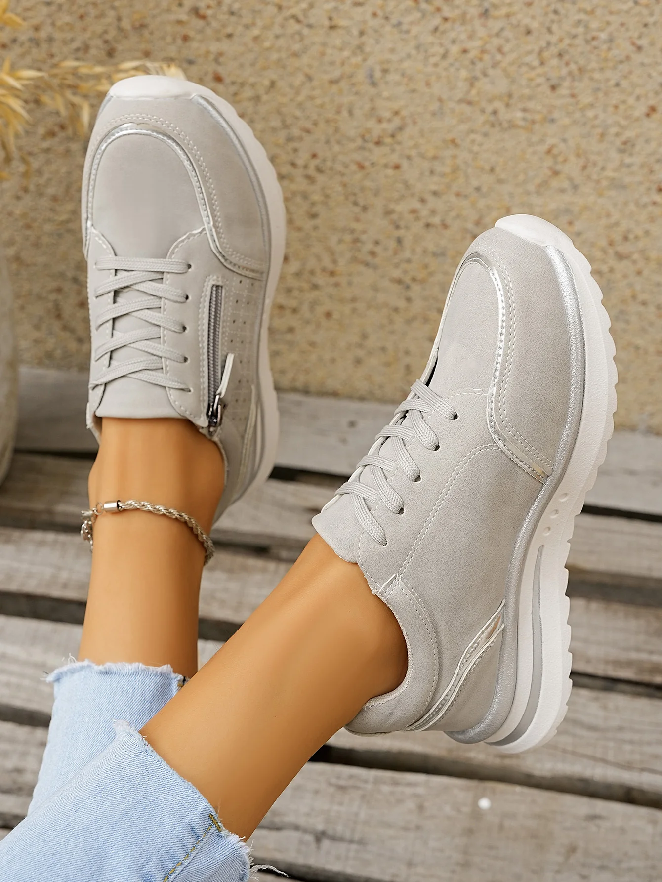 Side Zipper Breathable Athletic Shoes - Image 5