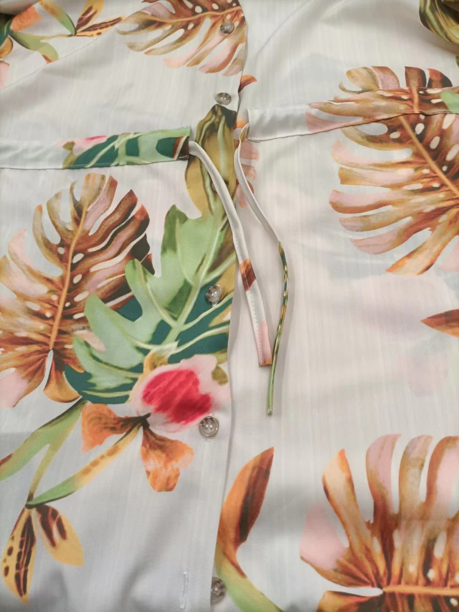 V-neck Tie-up Printed Patchwork Mini&Short Dresses - Image 2