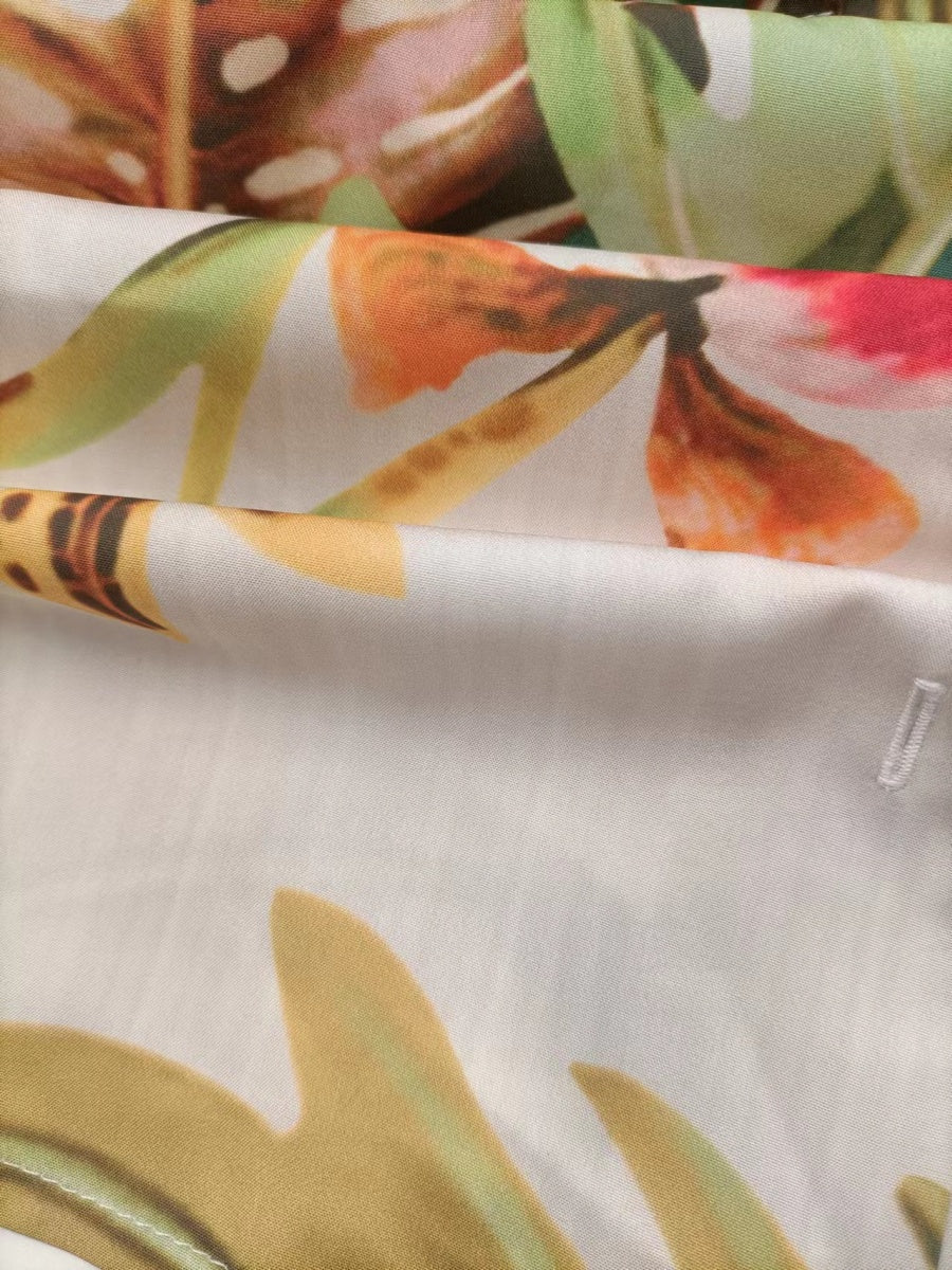 V-neck Tie-up Printed Patchwork Mini&Short Dresses - Image 3