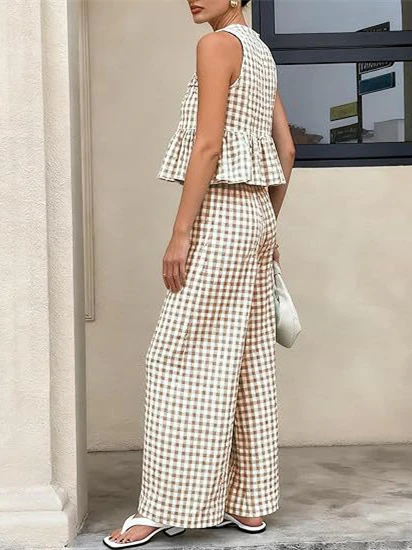 Retro Plaid Casual Suit - Image 5