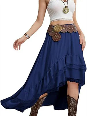 Lace Striped Plaid Midi Skirt For Women - Image 8
