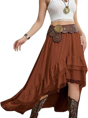 Lace Striped Plaid Midi Skirt For Women - Image 9