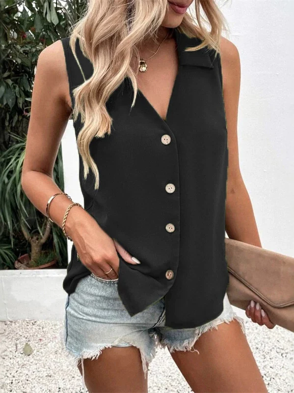 Solid Color 3D Pleated Spaghetti Strap Tank Top - Image 2