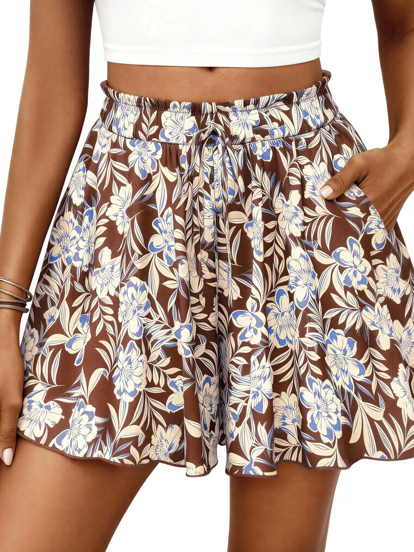High-waisted Floral Print Loose Casual Shorts - Image 6