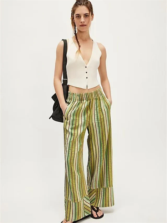 Elastic Waist Versatile All-over Print Trendy Women's Trousers