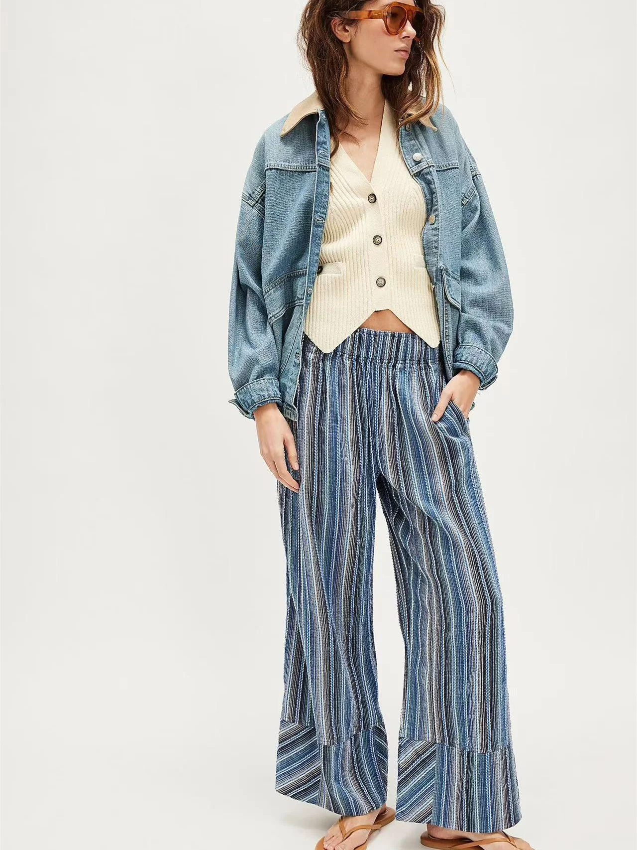 Elastic Waist Versatile All-over Print Trendy Women's Trousers - Image 13