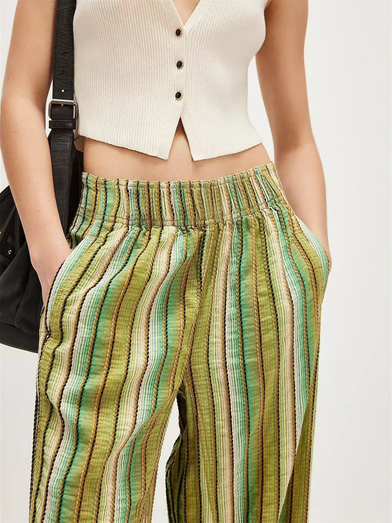 Elastic Waist Versatile All-over Print Trendy Women's Trousers - Image 3