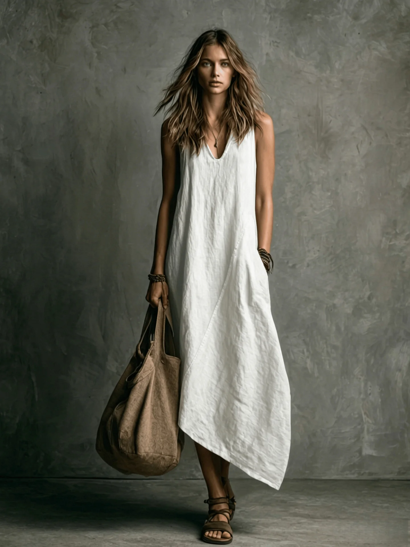 Loose-fitting, Flattering Solid Color Dress