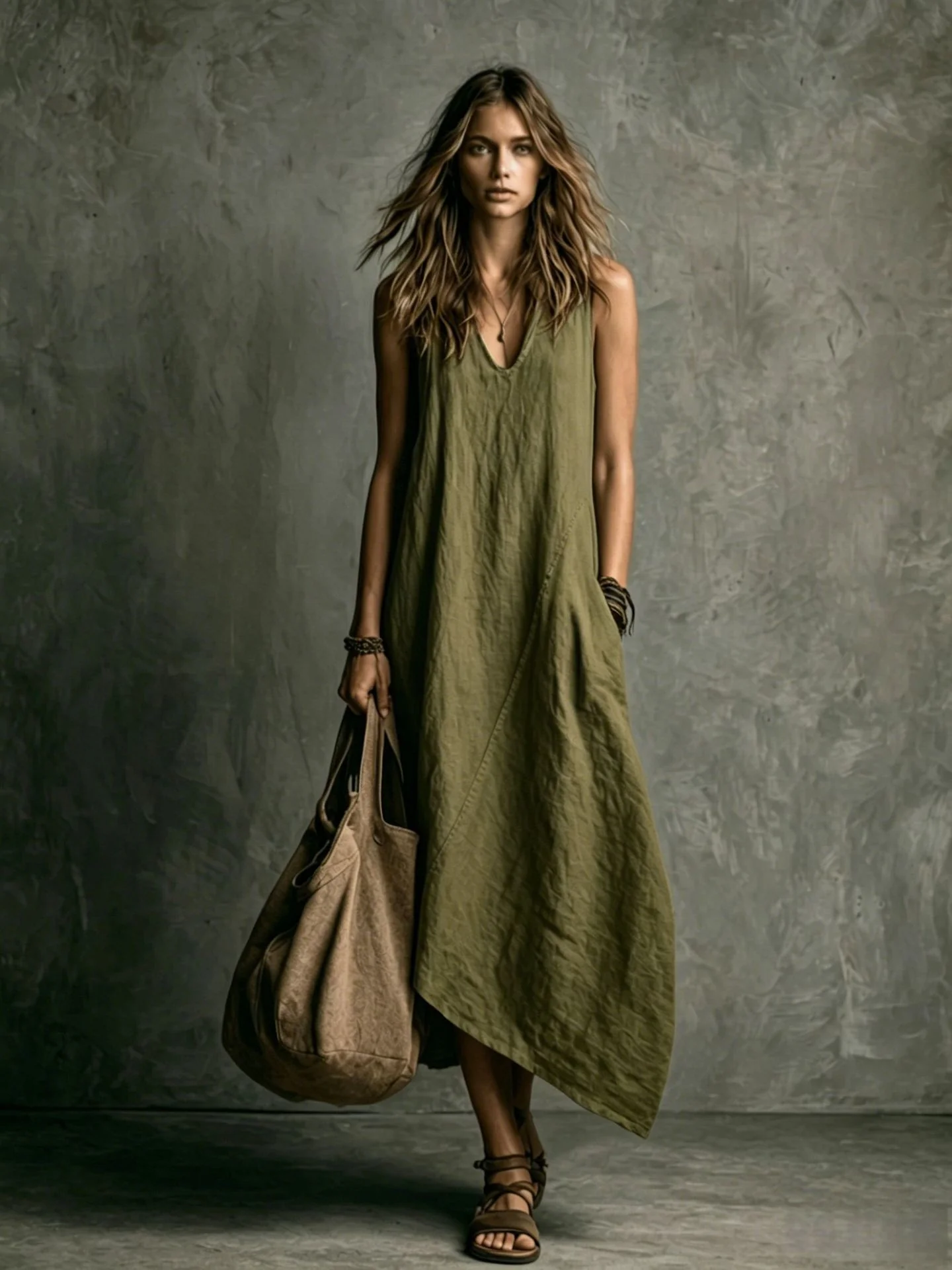 Loose-fitting, Flattering Solid Color Dress - Image 3