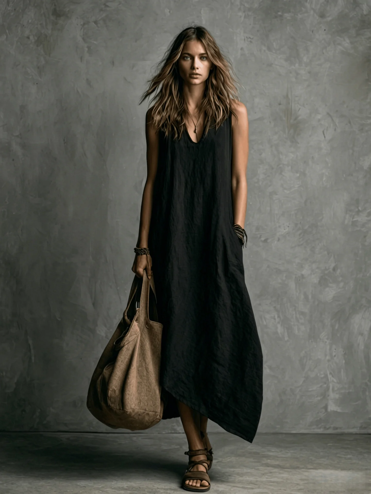 Loose-fitting, Flattering Solid Color Dress - Image 4