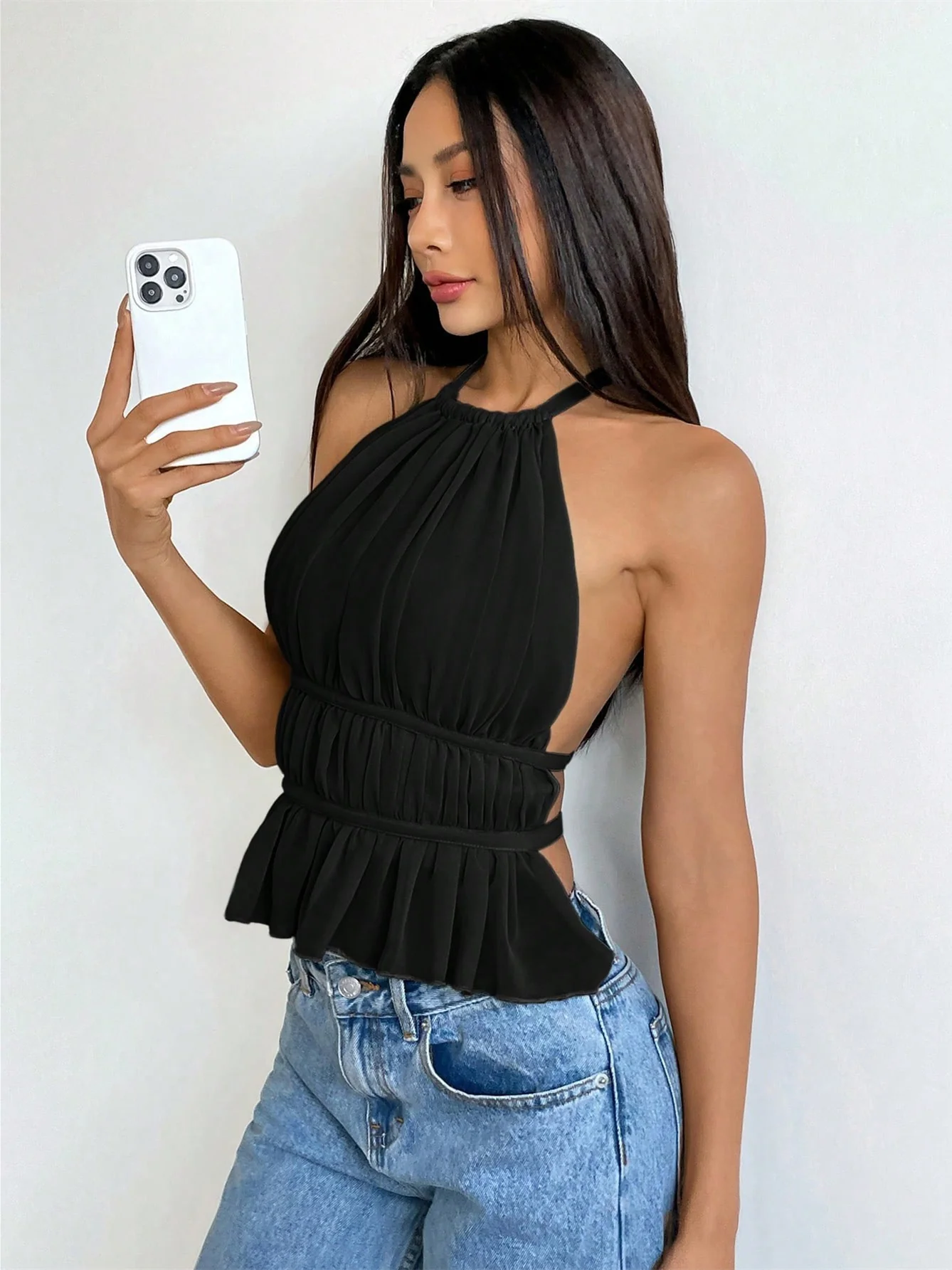 Adjustable Strap Solid Color Slim Fit Camisole - Image 10