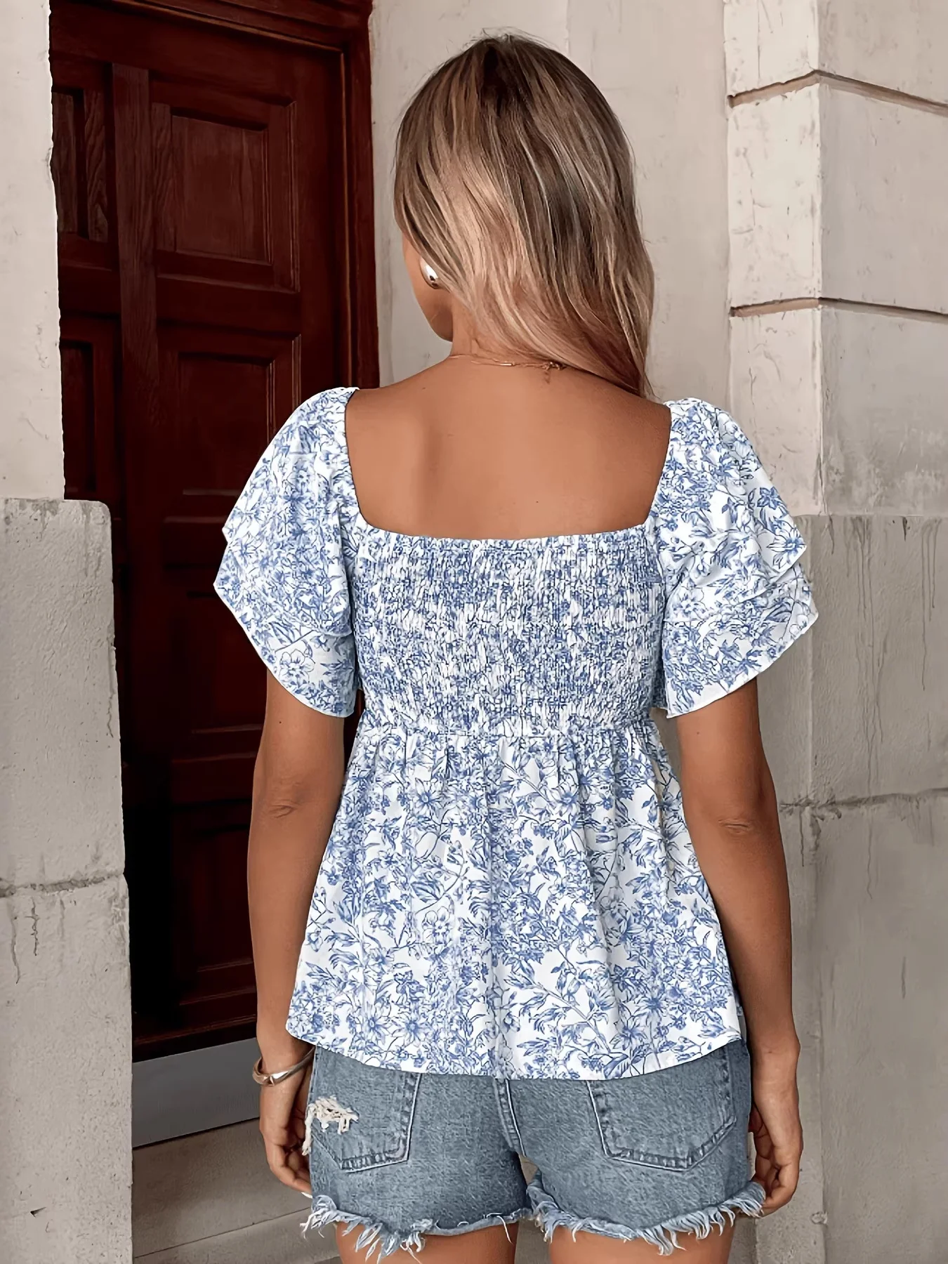 Fresh Floral Print Loose-fitting Breathable Chiffon Blouse - Image 4