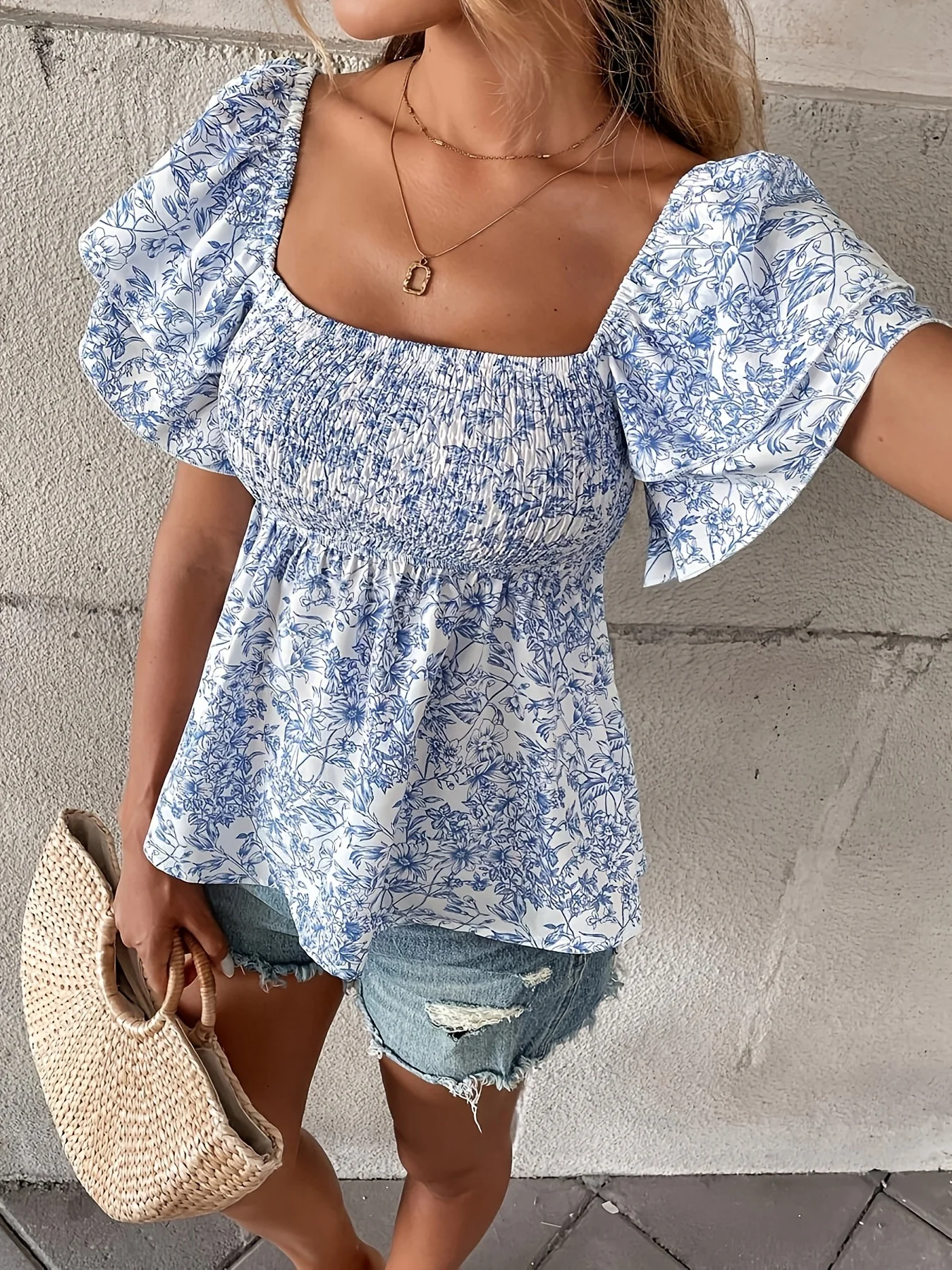 Fresh Floral Print Loose-fitting Breathable Chiffon Blouse - Image 9