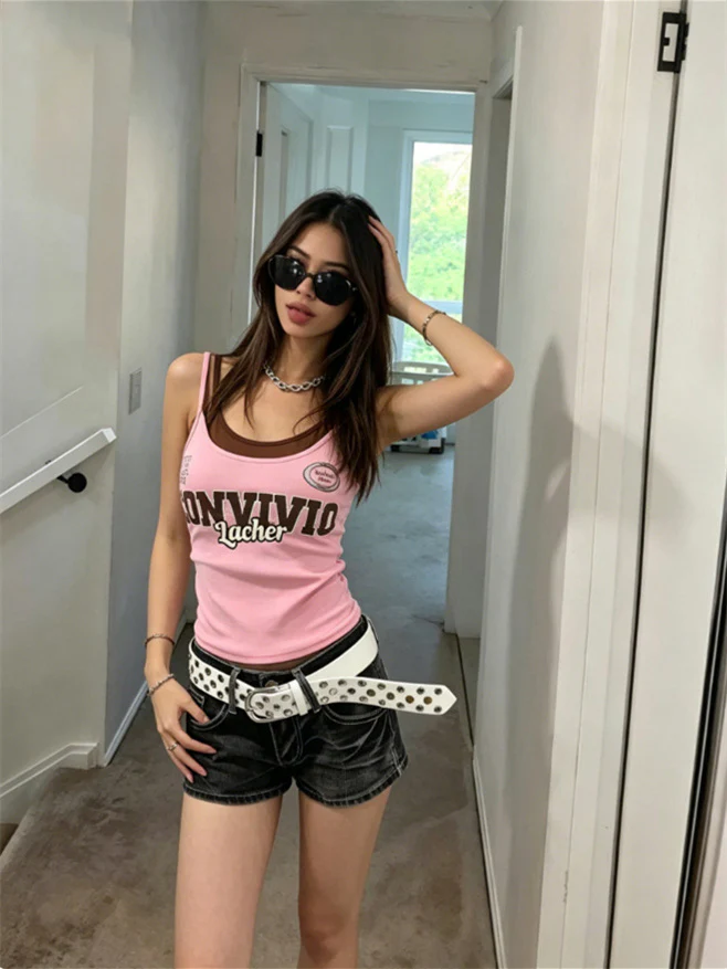 Unique Color-blocked Letter Print Slim-fit Base Vest - Image 6