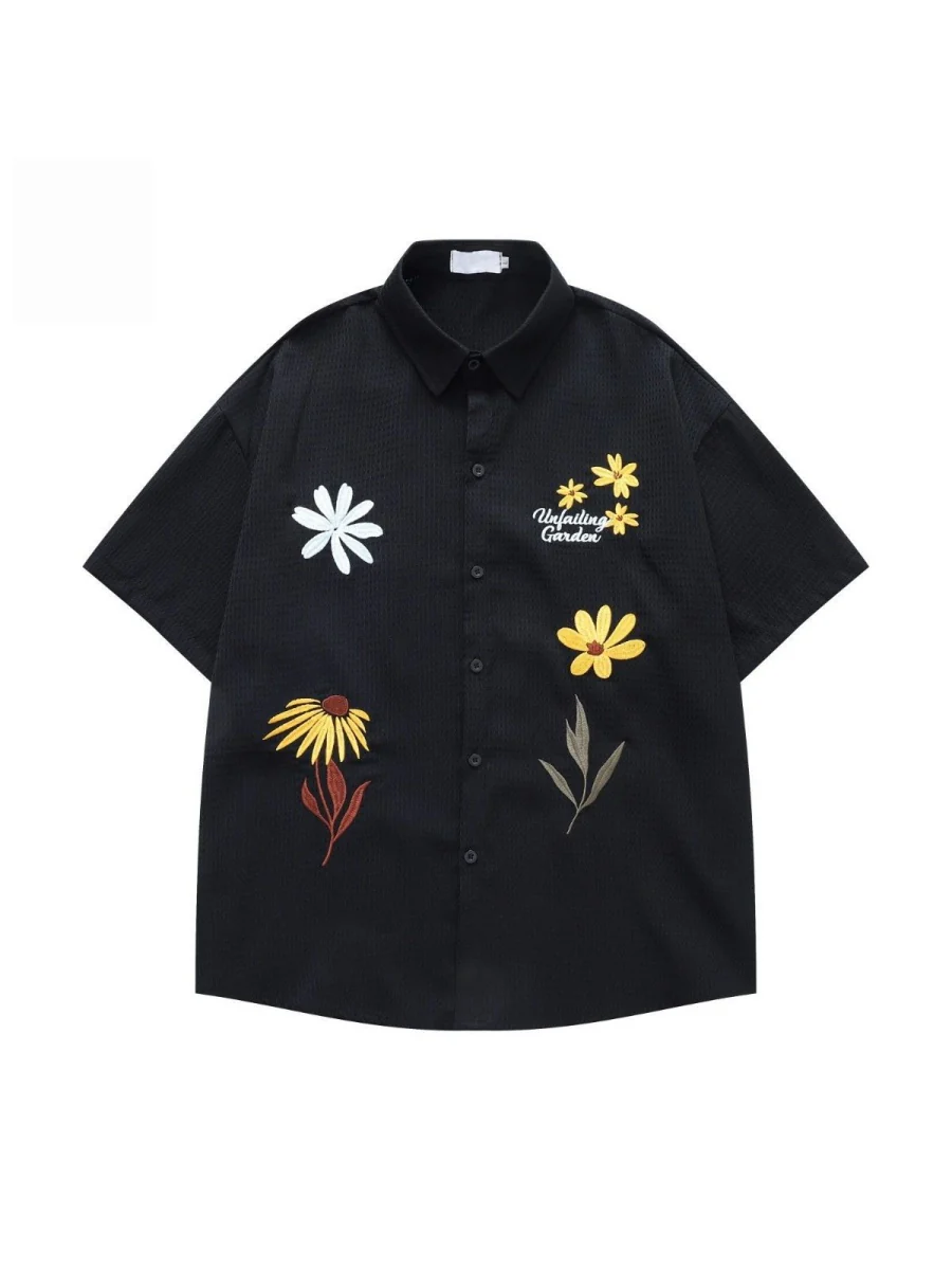 Retro Cityboy Flower Embroidery Shirts - Image 3