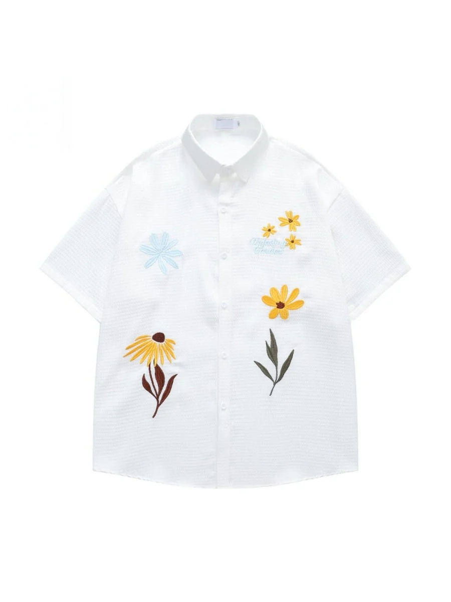 Retro Cityboy Flower Embroidery Shirts - Image 5