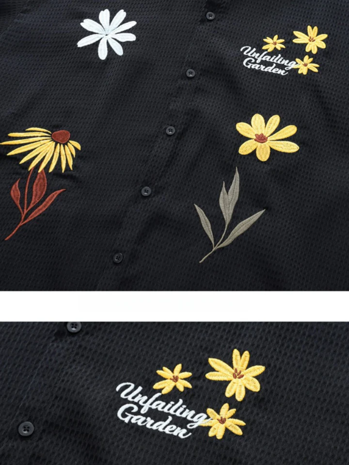 Retro Cityboy Flower Embroidery Shirts - Image 6