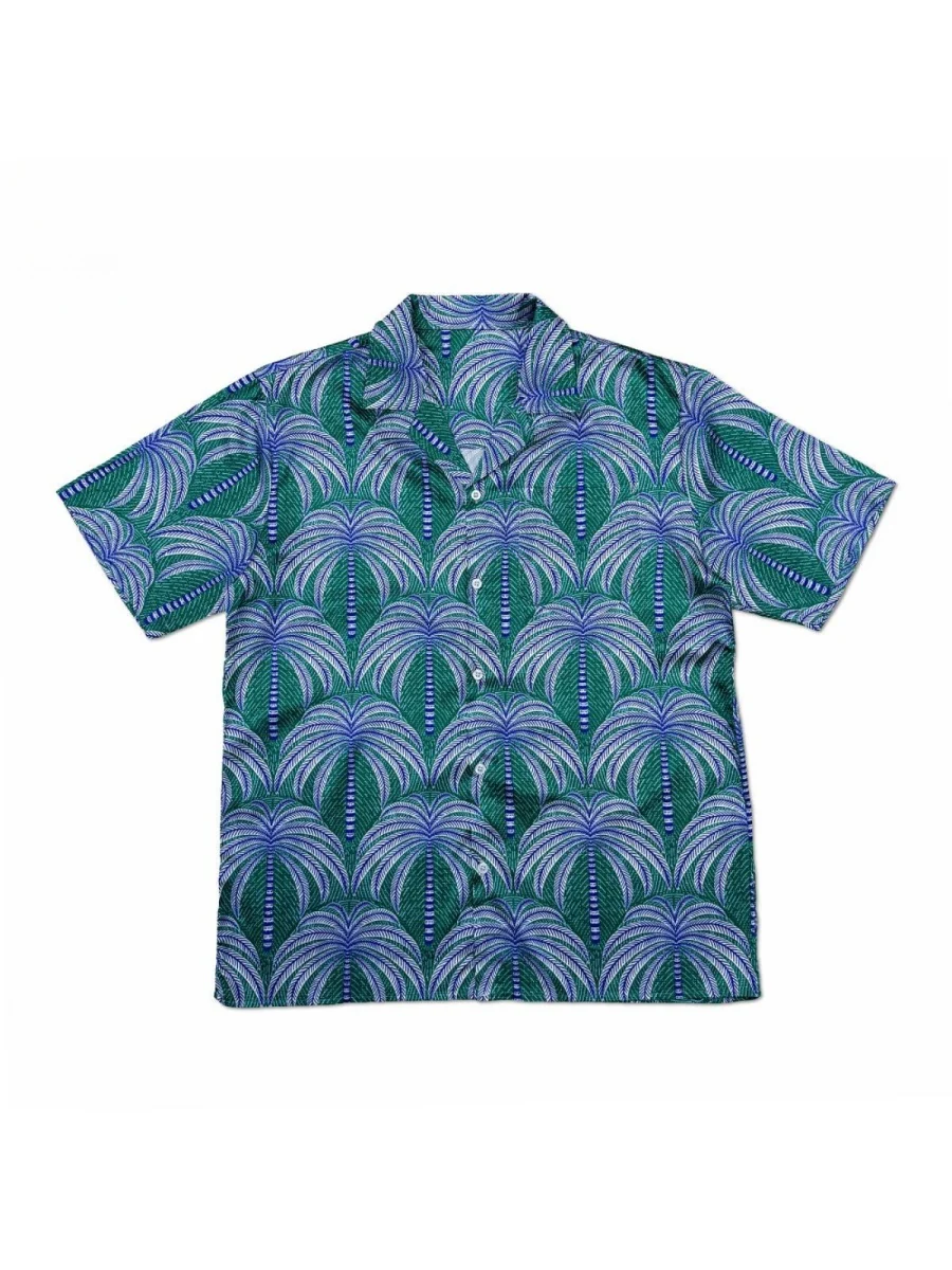Cuban Territory CityBoy Coconut Trees Vacation Style Satin Shirts - Image 2
