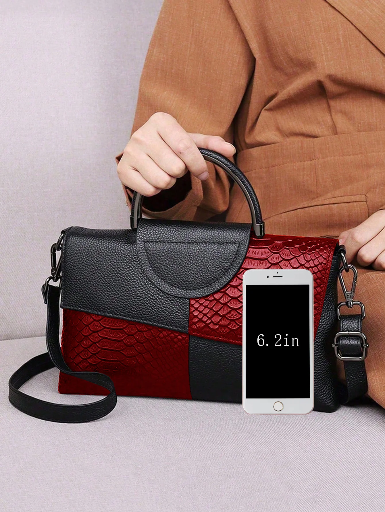 Snake-print Color-block Clutch/crossbody Bag - Image 4