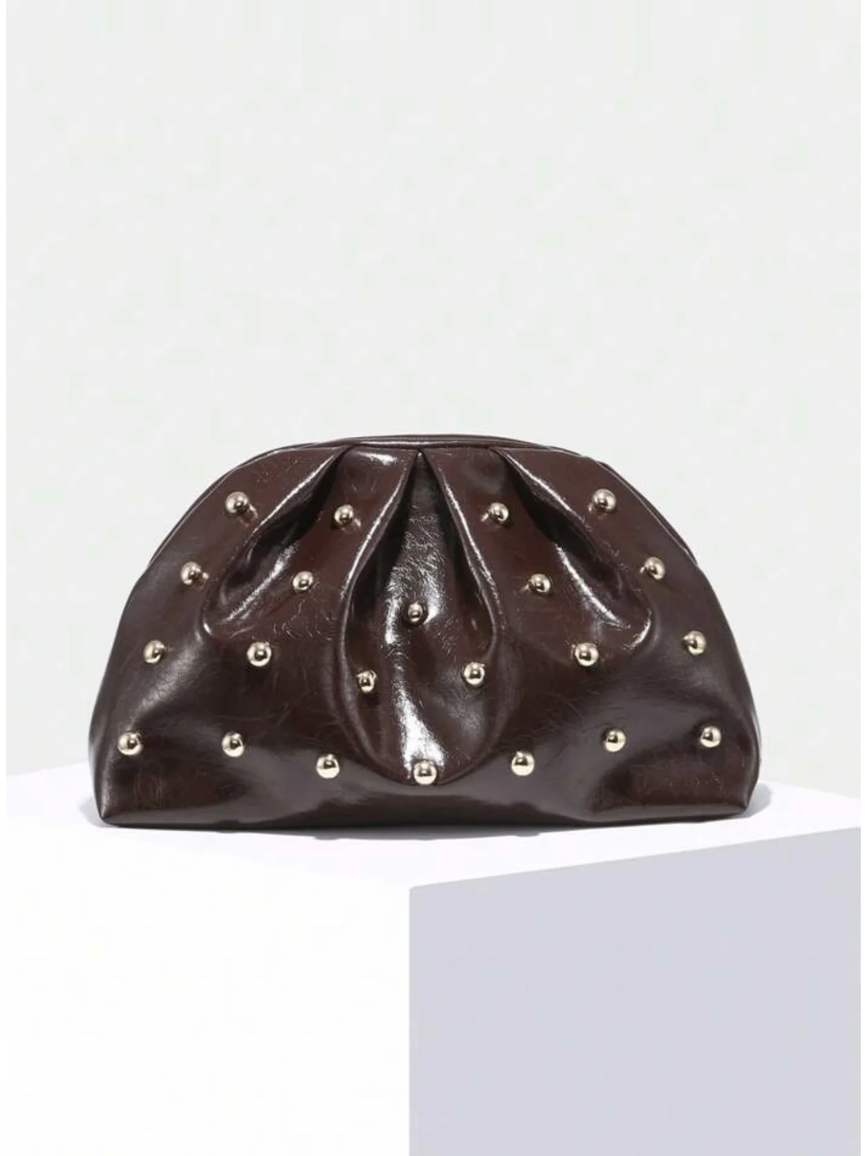 Studded Pleated Clutch Bag - Image 14
