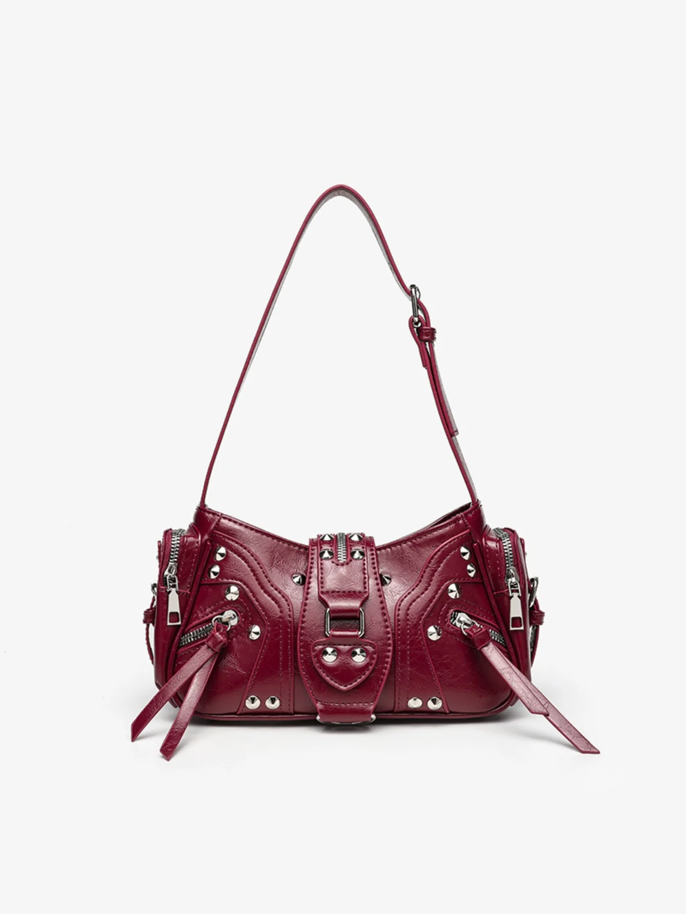 Stylish Leopard Print Edgy Biker Studded Shoulder Bag - Image 25