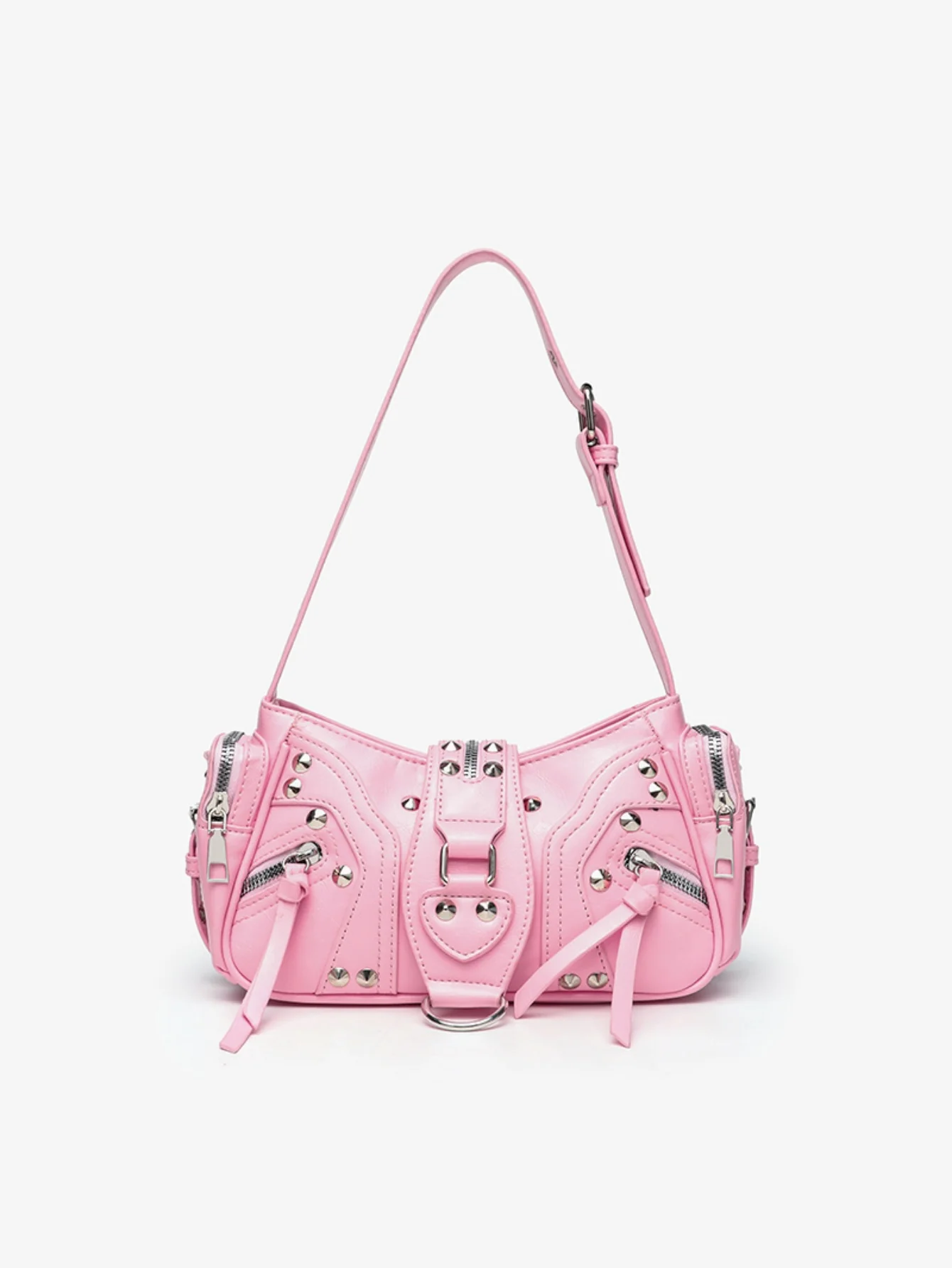Stylish Leopard Print Edgy Biker Studded Shoulder Bag - Image 29