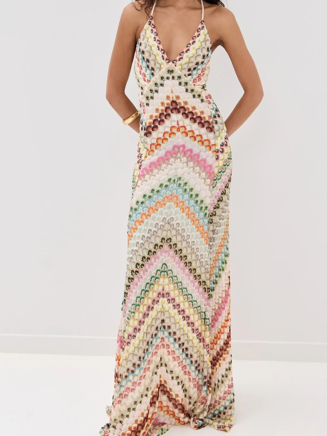 Colorful Crochet Lace Camisole Maxi Dress - Image 8